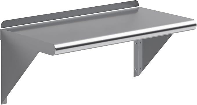 AmGood 12 in. x 24 in. Stainless Steel Wall Shelf | NSF | Metal Shelving | Garage Laundry Storage Utility Room | Restaurant Commercial Kitchen