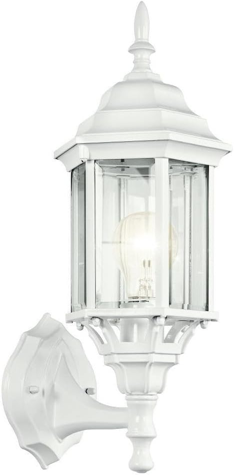 Kichler Chesapeake 17 Outdoor Wall Light in White 1-Light Exterior Porch Light Coastal Wall Sconce with Clear Beveled Glass (17 H x 6.5 W) 49255WH