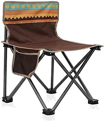 Portable Camping Chair for Adults Folding Outdoor Chair with Side Pocket 900D Ox Cloth Picnic Beach Hiking Brown
