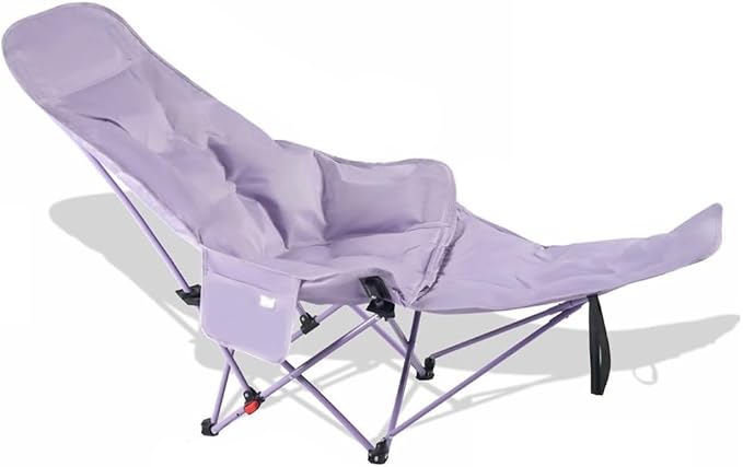 Folding Camping Chair with Removable Leg Rest Outdoor Chairs with Large-Capacity Side Pockets for Fishing Hiking Home(Purple)