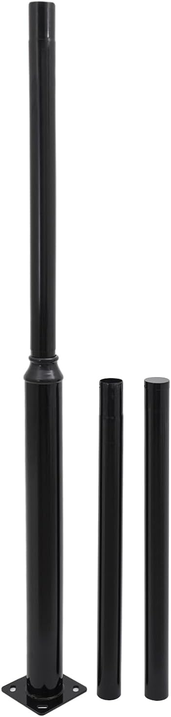 Street Light Pole Black Galvanized Solar Street Lamp Post Split Street Lamp Post Outdoor Street Courtyard Parking Lot Lighting Post with Mounting Rebar Cage (13 FT 114+76mm)