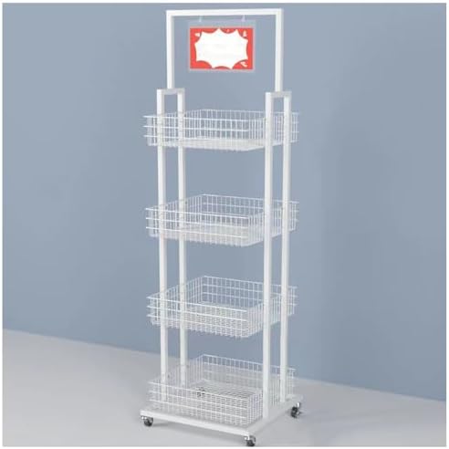 4 Tier Metal Wire Snack Display Rack Versatile Storage Shelf for Fruits Vegetables Perfect for Kitchen Office Retail &amp Markets