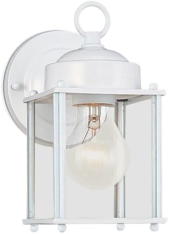 Sea Gull Lighting 8592-15 New Castle One-Light Outdoor Wall Lantern with Clear Glass Panels White Finish