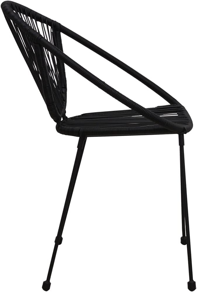 Patio Chairs Set 2 PCS PVC Rattan Black Stackable Outdoor Furniture for Garden Balcony Patio Lounge Relaxation