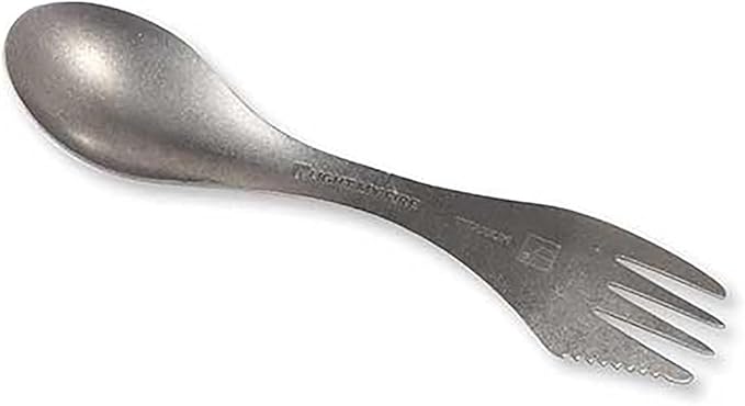 Light My Fire Titanium Spork — Camping Spoon Fork Knife Combo — Reusable Travel &amp Camping Utensils — Unbreakable Non-Toxic BPA Free Outdoor Backpacking Hiking Picnic Utensil — 1 Metal Spork