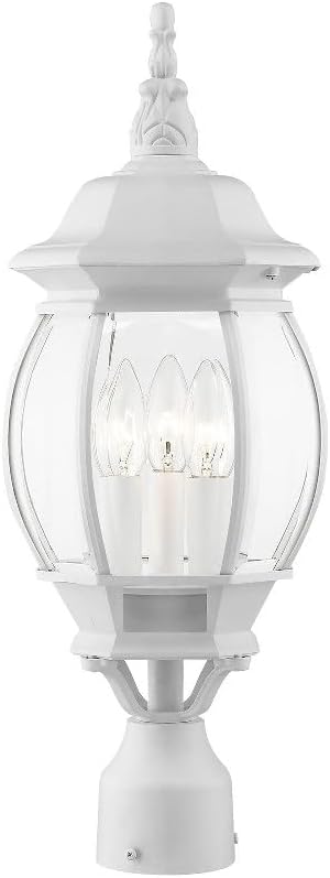 Livex Lighting 7526-14 Frontenac Traditional 3-Light Outdoor Post Top Light with Clear Beveled Glass Shades 22 x 8 x 22 Black