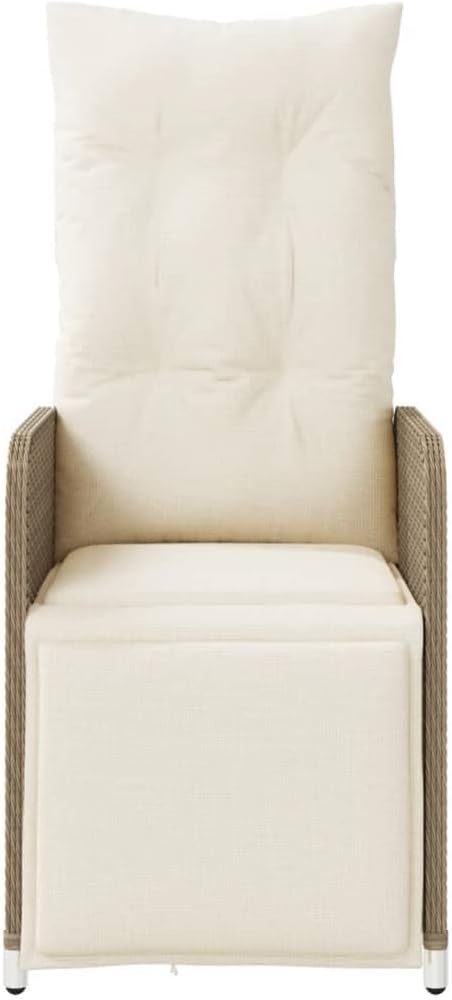 Beige Reclining Garden Chair Set 2-Piece Outdoor Lounge Seating for Patio Backyard Balcony
