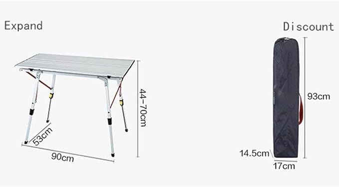 Portable Folding Camping Table with Adjustable Height – Aluminum Alloy Lightweight Corrosion-Resistant 30kg Capacity Includes Carrying Bag for Outdoor Activities Picnic Hiking