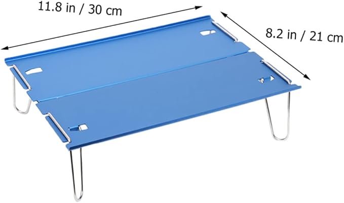 POPETPOP Folding Aluminum Table Portable Small Picnic Stainless Steel Legs for BBQ Hiking Outdoor