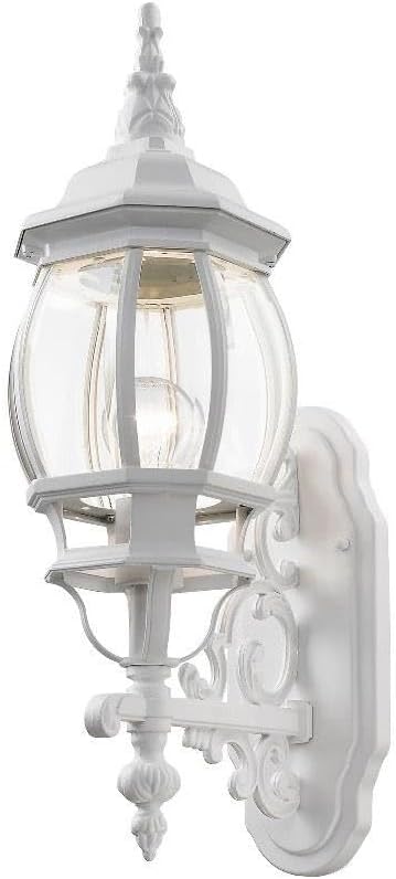 Livex Lighting 7520-13 Frontenac Traditional 1-Light Outdoor Wall Lantern with Clear Beveled Glass Shades 21 x 7 x 21 White