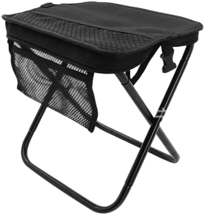 GUH Portable Camping Foot Rest Stool - Lightweight Collapsible 300lb Heavy Duty for Outdoor Fishing &amp Beach Travel (Black)