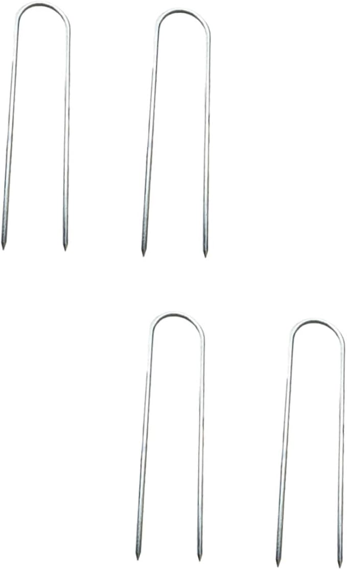 4Pcs U Shaped Ground Pegs for Outdoor Camping Heavy Duty Landscape Pins for Tents Trampolines and Awnings Lightweight and Portable for Hiking and Picnics