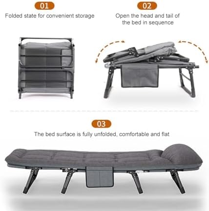 Portable Folding Adult BedCamping Cot Folding Camp Beds Heavy Duty Camping Bed with Mattress Height Adjustable Sleeping Cot Outdoor Travel Office Portable Camping Cot for Sleeping F