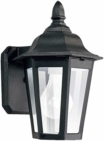 Generation Lighting 1-Light Brentwood Outdoor Wall Lamp Black 8822-12 Outdoor Lights Make Charming Wall Lamps for Outdoor Decor Wall Light Fixture Uses A19 Standard or LED Light Bulb