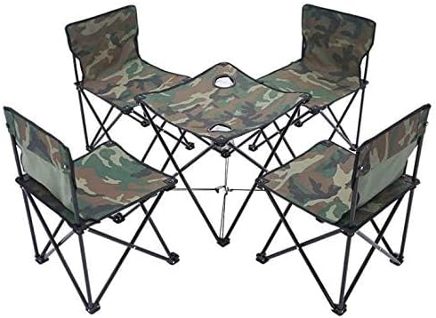 HUAWELL Lightweight Camping Chair 5-Pack Folding Portable Seat Stool with Shoulder Strap Perfect for Outdoor Traveling Camping Picnic Fishing (Camouflage 5 Piece Set)