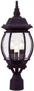 Livex Lighting 7526-14 Frontenac Traditional 3-Light Outdoor Post Top Light with Clear Beveled Glass Shades 22 x 8 x 22 Black