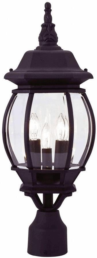 Livex Lighting 7526-14 Frontenac Traditional 3-Light Outdoor Post Top Light with Clear Beveled Glass Shades 22 x 8 x 22 Black