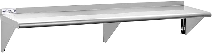 Hally Stainless Steel Shelf 14 x 72 Inches 450 lb Commercial Wall Mount Floating Shelving for Restaurant Kitchen Home and Hotel