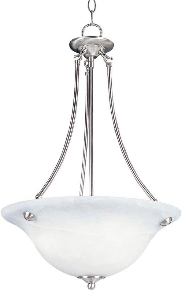 Maxim Lighting 2682MRSN Malaga-3 Light Invert Bowl Pendant in Transitional style-16 Inches Wide by 24.5 inches high Finish Color: Satin Nickel Installation: Traditional