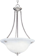 Maxim Lighting 2682MRSN Malaga-3 Light Invert Bowl Pendant in Transitional style-16 Inches Wide by 24.5 inches high Finish Color: Satin Nickel Installation: Traditional