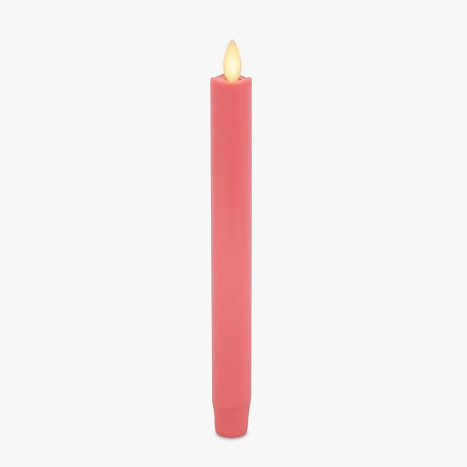 Luminara Flameless Candle Taper (1 x 9.5) Melted Top Real Wax Unscented Remote Ready Timer (Sweet Pink)