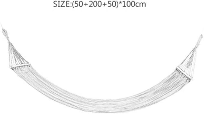Outdoor Cotton Double Hammock Lengthened &amp Widened 260x80cm Up to 150kg Capacity with Wooden Spreader Bars Ideal for Travel Garden Family and Pets