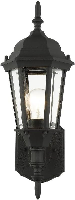 Livex Lighting 7551-14 Outdoor Wall Lantern with Clear Beveled Glass Shades 16 x 6 x 16 Black