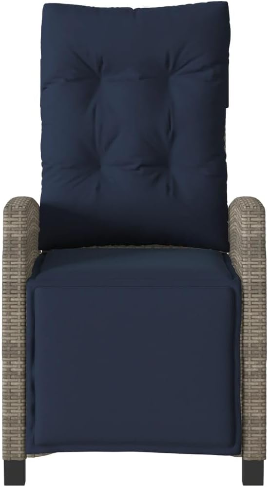 Reclining Garden Chair Grey PE Rattan Standard Patio Furniture Garden Furniture Patio Chair for Deck Outdoor