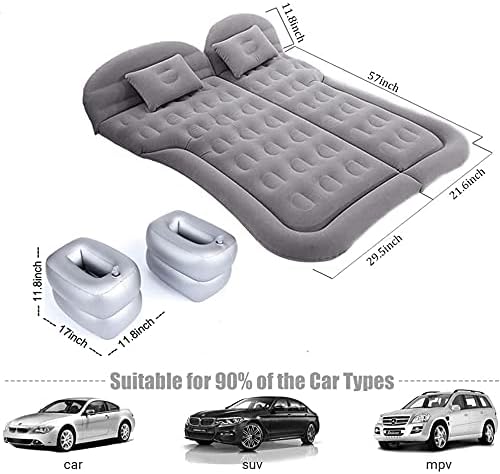Inflatable SUV Air Mattress Thickened Flocking Inflatable Car Camping Travel Air Mattress with 2 Pillows &amp Air PumpPortable Car Sleeping Bed for SUV|MPV|Minivan