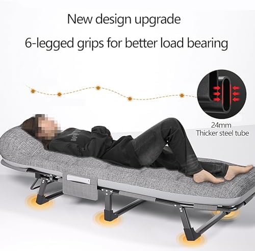 Folding Camping Cot for Adults Heavy Duty Outdoor Bed with Carry Bag Layer Travel Camp Cots Portable Cot Extra WideFolding Bed with Mattress 6 Position Adjustable Backrest Camping Cots for