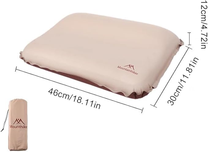 Ultralight Inflatable Pillow High Rebound Compressible Travel Pillow Neck Protect Portable Self Inflating Pillow for Camping Travel Hiking (Khaki Inflatable Pillow)