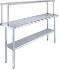 Stainless Steel Work Table with Wide Single Tier Overshelf | Metal Kitchen Prep Table &amp Shelving Combo (18 x 60 Work Table + 12 Overshelf)