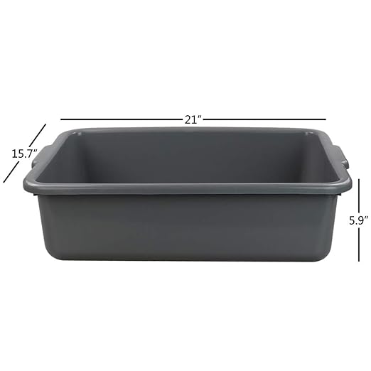 Begale 4-Pack 23 L Large Plastic Commercial Utility Bus Box Bus Tubs Gray