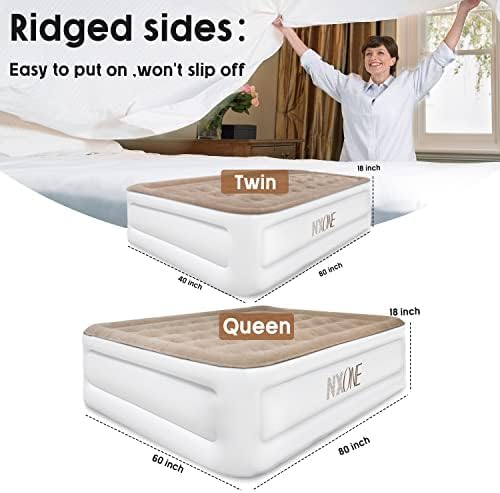 NXONE Air MattressInflatable Single Airbed Luxury Double High Self Inflation Deflation Twin Air Mattress with Electric Built-in Pump Blow Up Guest Bed for Home Portable Camping Travel550lb