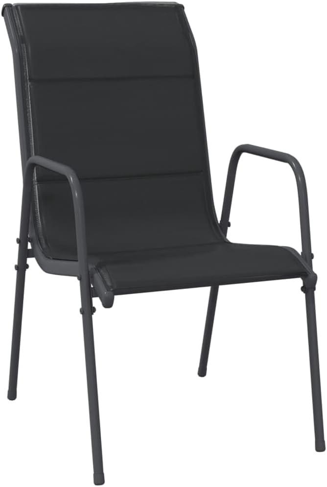 Patio Chairs 4 pcs Steel and Textilene Black Outdoor Patio Dining Lawn Outdoor Dining Chairs Sillas para Comedor for Living Room Courtyard Study Beach