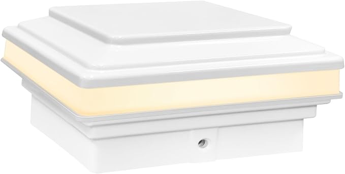 GKOLED Low Voltage Flat Top Post Cap Light 3W 12V AC/DC Outdoor Fence Lighting for 3.5'' x 3.5'' and 4.0’' x 4.0’’ 3000K LED Fence Lights for Landscape Waterproof Die-cast Aluminum Top White