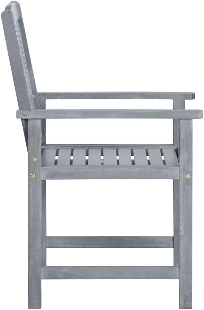 Garden Chair Set of 6 Grey Solid Acacia Wood Standard Durable Outdoor Dining Furniture with Rustic Finish for Patio Garden Balcony Weather Resistant Comfortable Seating Easy