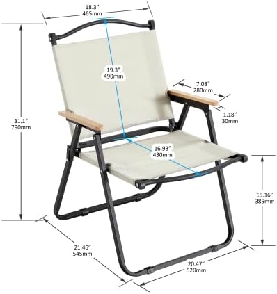 Camping Chairs 2-Piece Folding Outdoor Chair for Picnic Camp Beach Wedding Backyard BBQ Party Patio RV Heavy Duty Portable Chairs for Adults Teens