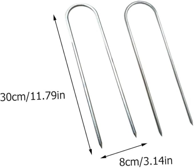 POPETPOP 4pcs U-Shaped Ground Pegs for Tent and Trampoline Galvanized Fastening Stakes Sturdy Camping Tent Fixing Stakes for Outdoor Use