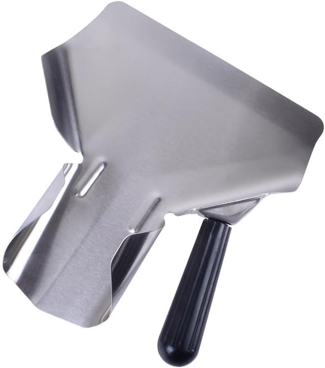 Stainless Steel French Fry Scoop with Handle Heavy-Duty Commercial Funnel Shovel for Fast Food Bagging &amp Packaging