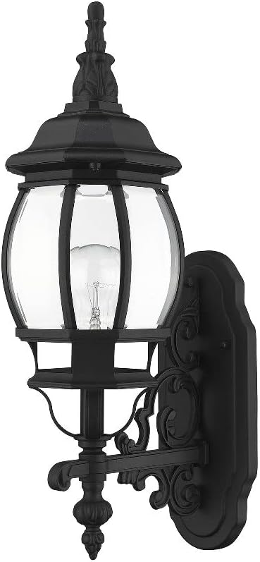 Livex Lighting 7520-13 Frontenac Traditional 1-Light Outdoor Wall Lantern with Clear Beveled Glass Shades 21 x 7 x 21 White