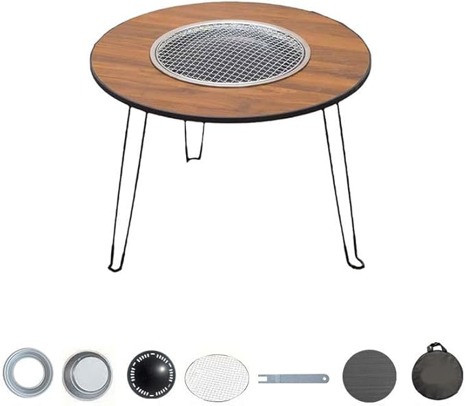 Easy to Install Folding Portable Cooking Household Folding Charcoal Camping Grill Round Table