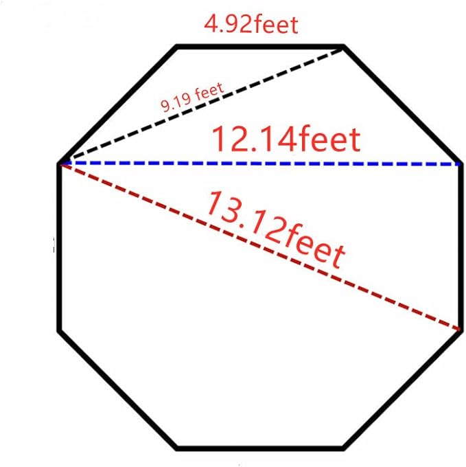 Octagonal Tent Mat for 4 Person Tipi Tent Diagonal Diameter 13.12 FT