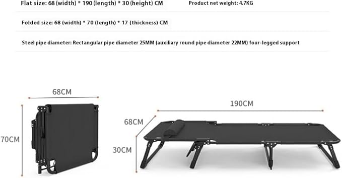 Outdoor Folding Bed Small Outdoor Bed Accompanying Lounger Desk Nap for One Person Single Folding Bed with Mattresses (Small)