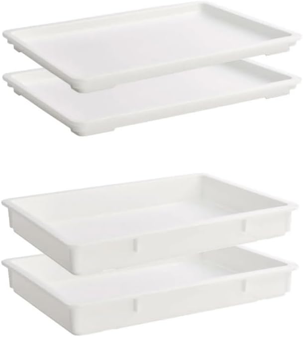 18x26x3 White Heavy Duty Polypropylene Pizza Dough Box with Lid (Pack of 2)