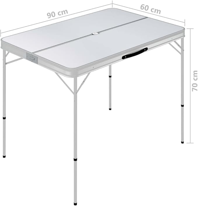 Folding Camping Table with 2 Benches Aluminium WhiteItem colourWhite and Silver
