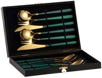 12-Piece Cutlery Silverware Set Stainless Steel Flatware Service for 4 Cutlery Include Knife/Fork/Spoon Mirror Polished Dishwasher(Green)