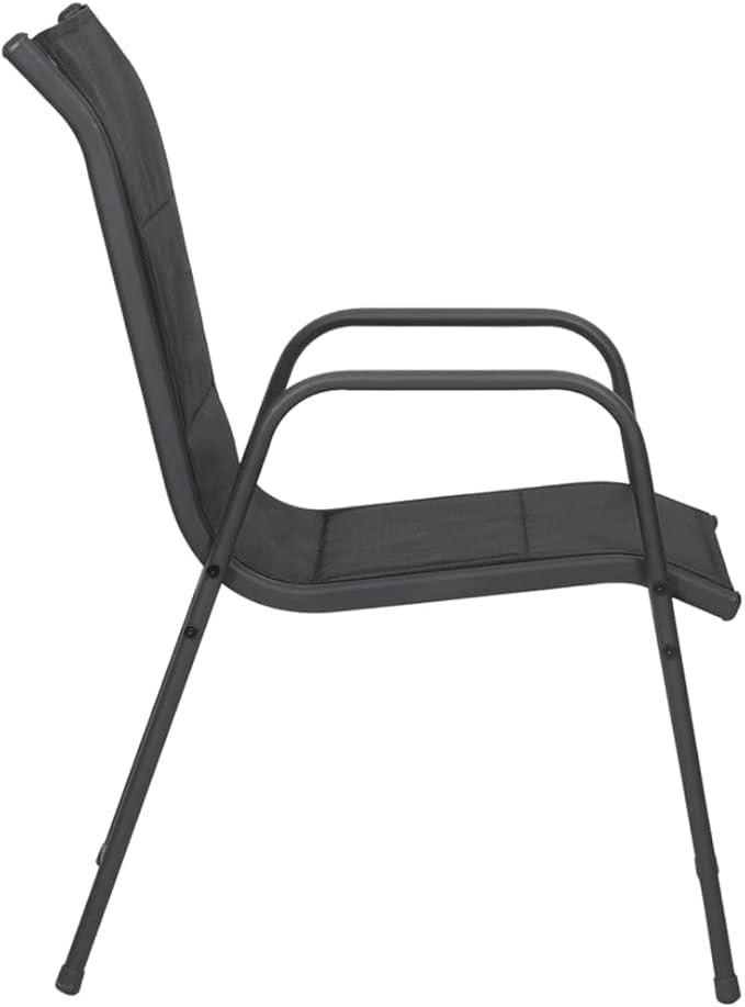 Patio Chairs 4 pcs Steel and Textilene Black Outdoor Patio Dining Lawn Outdoor Dining Chairs Sillas para Comedor for Living Room Courtyard Study Beach