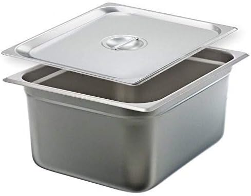 Tiger Chef 6-inch 1/2 Half-Size 22 Gauge Stainless Steel Anti-Jam Steam Table Pan with Lids 6-Pack