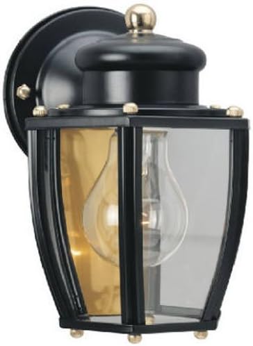 Westinghouse 6696100 One-Light Exterior Wall Lantern Matte Black Finish on Steel with Clear Curved Glass Panels